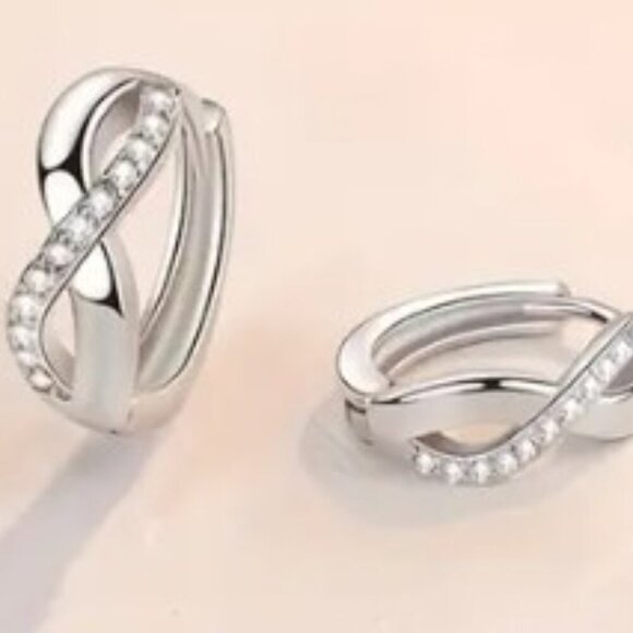 Unisex 925 Silver Infinity Zirconia Ear Huggers – Timeless Fashion Jewelry - Picture 2 of 7